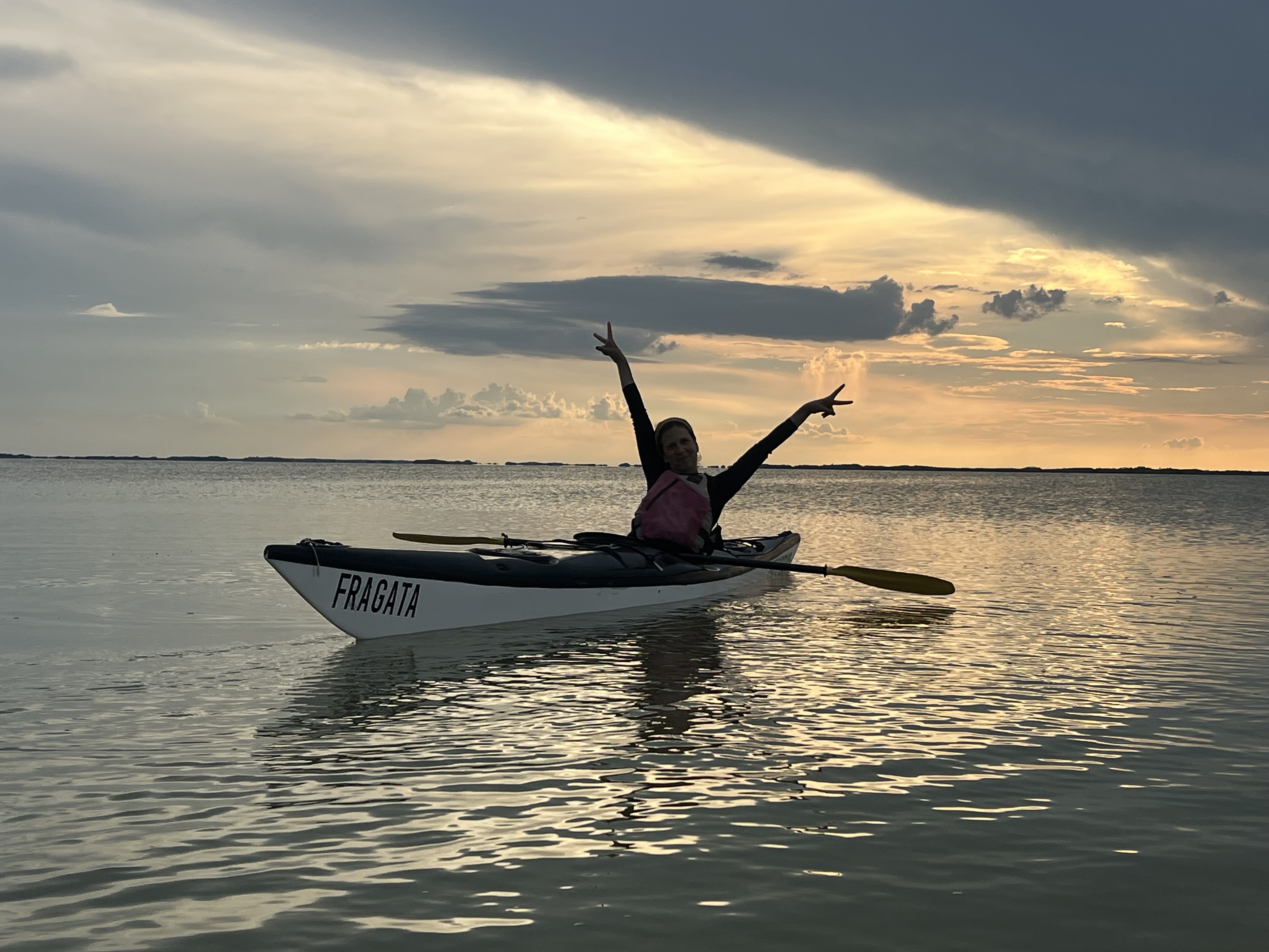 Kayaking at sunset near Tulum