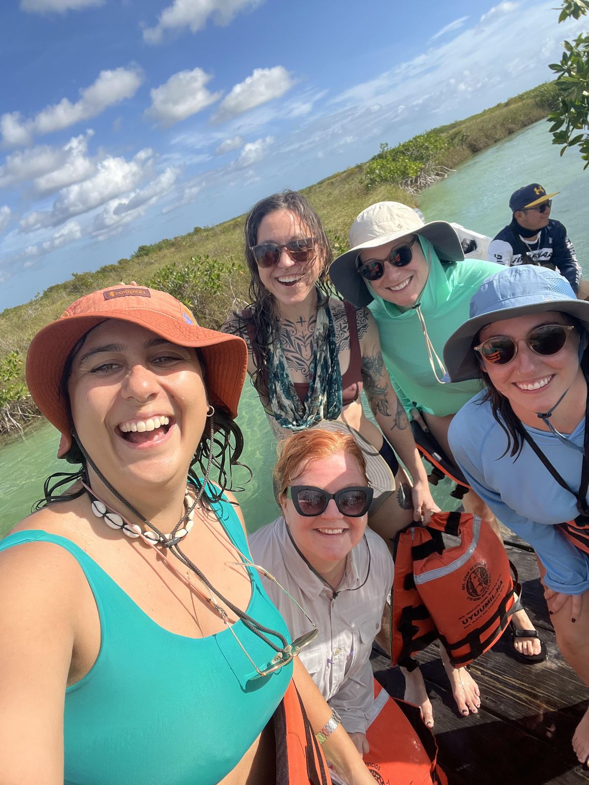 Group floating in the mangroves on the Muyil River Float tour