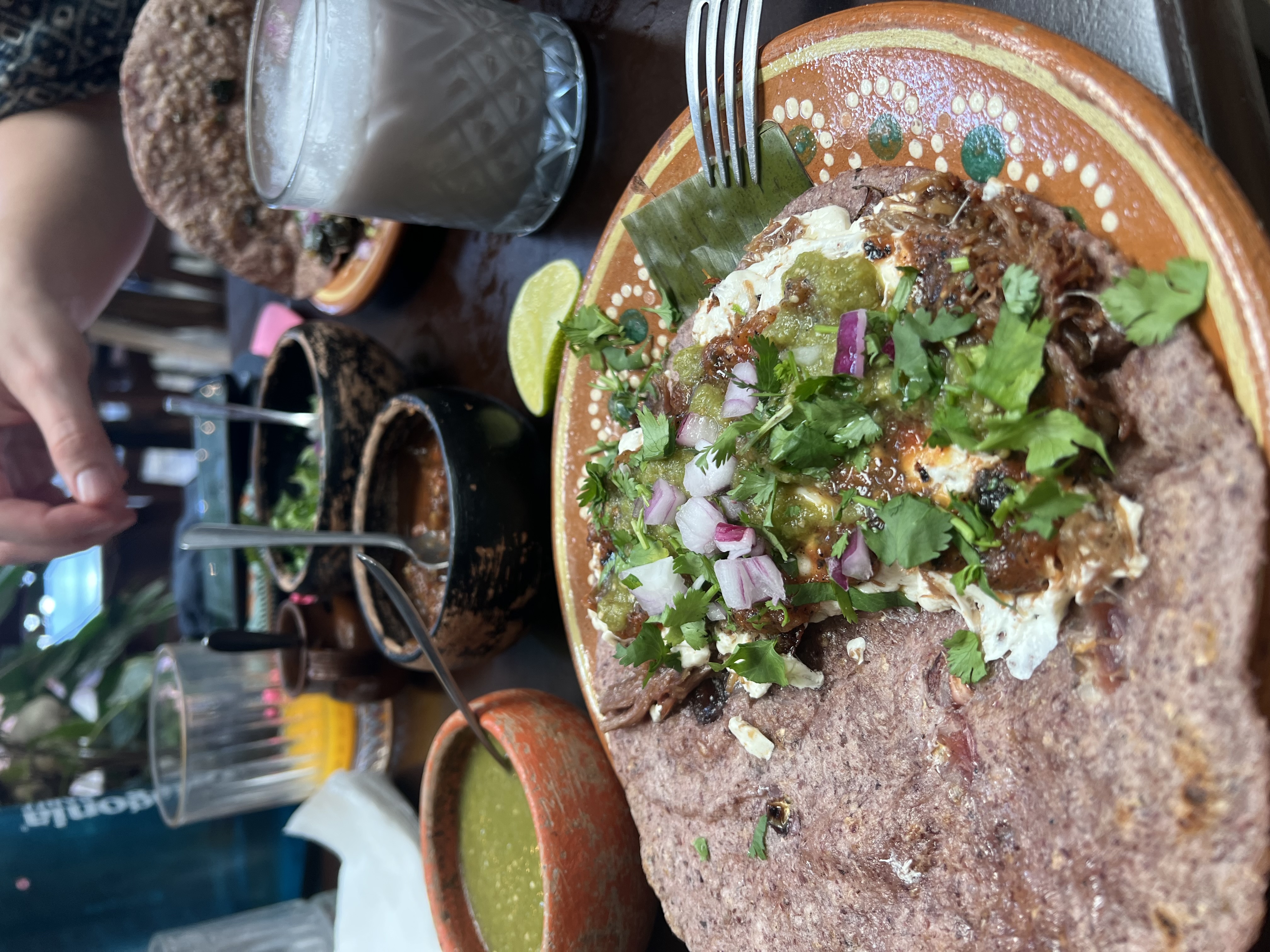A huitlacoche taco with salsas at Negro Huitlacoche, Tulum